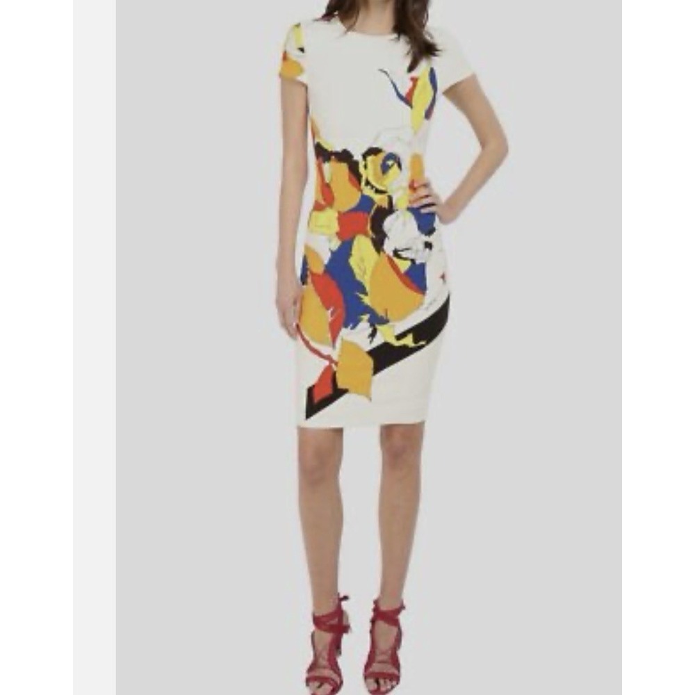 $1450 Prabal Gurung White Floral Print Short Sleeve Sheath Dress Size 6 NWT